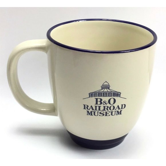 B&O Railroad Train Museum / 175 Years Anniversary / Blue Rim Souvenir Coffee Mug - Picture 2 of 4